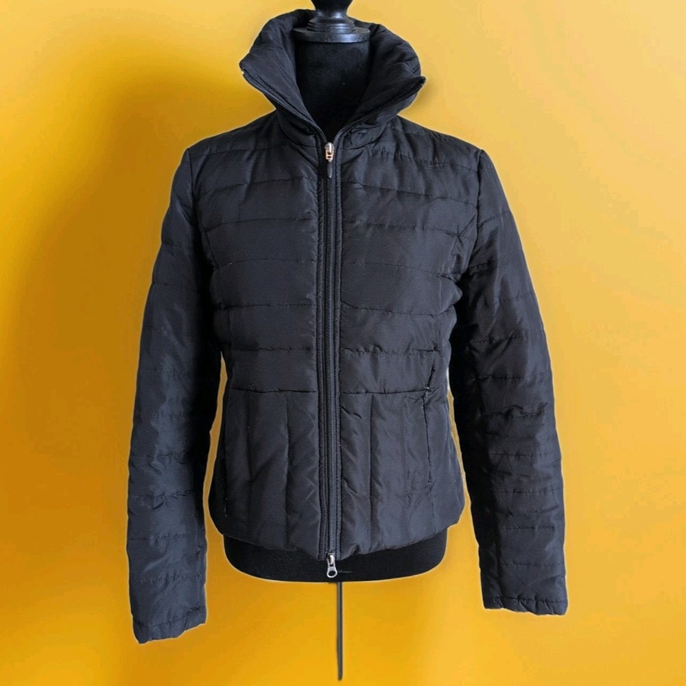 Kenneth‎ Cole Reaction Black Quilted Puffer Jacket Full Double Zip Women's Small
